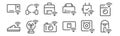 Set of 12 internet of things icons. outline thin line icons such as kettle, switch, fan, smartwatch, rice cooker, earphone Royalty Free Stock Photo