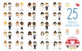 Set of 25 interracial wedding couples and nuptial icons in cartoon style Royalty Free Stock Photo