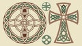 Intricate Celtic Cross and Knotwork Symbols Vector Set, vector design Generative AI Royalty Free Stock Photo