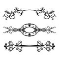 Set of intricate design element s, elegant fancy text or paragraph dividers, hand drawn underline illustration