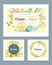 Set of invitation cards with colorful flowers 3