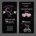 Set invitation for Valentines day on chalk board