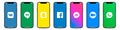 Set of Iphone with social network logos Royalty Free Stock Photo