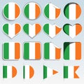 Set of Ireland flags in a flat design