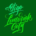 Set of Irish cities Sligo and Limerick in lettering style for decoration. Vector illustration