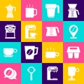 Set Irish coffee, Coffee cup to go, Location with bean, machine, moca pot and icon. Vector