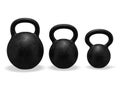 Set of iron kettlebells 3d rendering