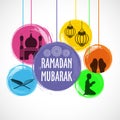 Set of Islamic elements for Ramadan Mubarak. Royalty Free Stock Photo