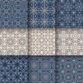 Set of Islamic geometric seamless patterns set collection, Elegant arabesque arabic tile pattern in blue and beige. Moroccan Royalty Free Stock Photo