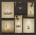 Set of Islamic greeting ramadan kareem card design background Royalty Free Stock Photo