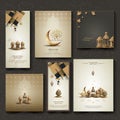 Set of Islamic greeting ramadan kareem card design background Royalty Free Stock Photo