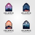 Set of islamic mosque logo ramadan vector illustration design