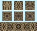 Set of Islamic seamless ornament, persian decor motiff. Ramadan islamic repeat pattern elements . Geometric circular ornamental