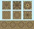Set of Islamic seamless pattern, persian decor symbol. Ramadan islamic repeat ornamental elements . Geometric circular ornamental