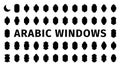 Set of islamic window frames. Arabic traditional architecture. Arabic windows arches different shapes for muslim and Royalty Free Stock Photo