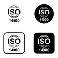 Set of Iso 14000 icon. Environmental Management. Standard quality symbol. Vector button sign isolated on white background