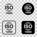 Set of Iso 14000 icon. Environmental Management. Standard quality symbol. Vector button sign isolated on white background