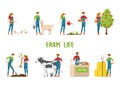 Man and woman doing farm work, gardening. Royalty Free Stock Photo