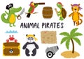 Set of isolated animals pirates and other elements part 1