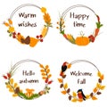 Set of autumn isolated frames on a white background - vector illustration, eps