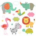 Set of isolated baby jungle animals part 2