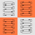 Set of isolated banner ribbons on orange and transparent background. Simple flat vector illustration. With space for text. Royalty Free Stock Photo