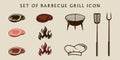 set of isolated barbecue icon vector illustration template graphic design. bundle collection of various BBQ grill sign and symbol Royalty Free Stock Photo