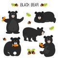 Set of isolated black bear Royalty Free Stock Photo