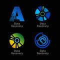 Set of isolated blue and green data recovery