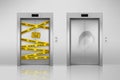 Set of isolated broken elevators with closed doors Royalty Free Stock Photo