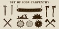 set of isolated carpentry icon vector illustration template graphic design. bundle collection of various carpenter tools or Royalty Free Stock Photo