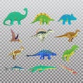 Set of isolated cartoon dinosaur or dino