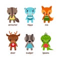 Set of isolated cartoon kid of animals