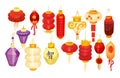 Set of isolated chinese,asian lanterns for holiday