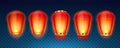 Set of isolated chinese or sky, Kongming lanterns