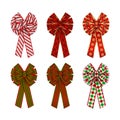 Set of isolated christmas bows with different textures