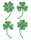 Set isolated clovers on white background