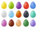 Set of isolated colorful Easter eggs in watercolor technique