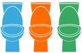 Set of isolated colorful toilet