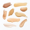 Set of isolated cosmetic brush stroke. Concealer