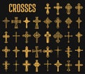 Set of isolated crosses of christian religion