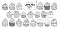 Set of isolated cupcake in 21 styles set 6. Royalty Free Stock Photo