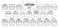 Set of isolated cupcake in 21 styles set 2. Royalty Free Stock Photo