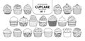 Set of isolated cupcake in 21 styles set 7.