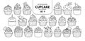 Set of isolated cupcake in 21 styles set 9. Royalty Free Stock Photo