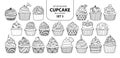 Set of isolated cupcake in 21 styles set 3.