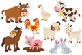 Set of isolated farm animals