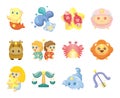 Set of isolated cute zodiac symbols