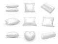 Set of isolated 3d, realistic pillow pile, cushion