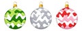 Set of Isolated Design Elements Realistic Striped 3D Paper Cut Christmas Baubles Royalty Free Stock Photo
